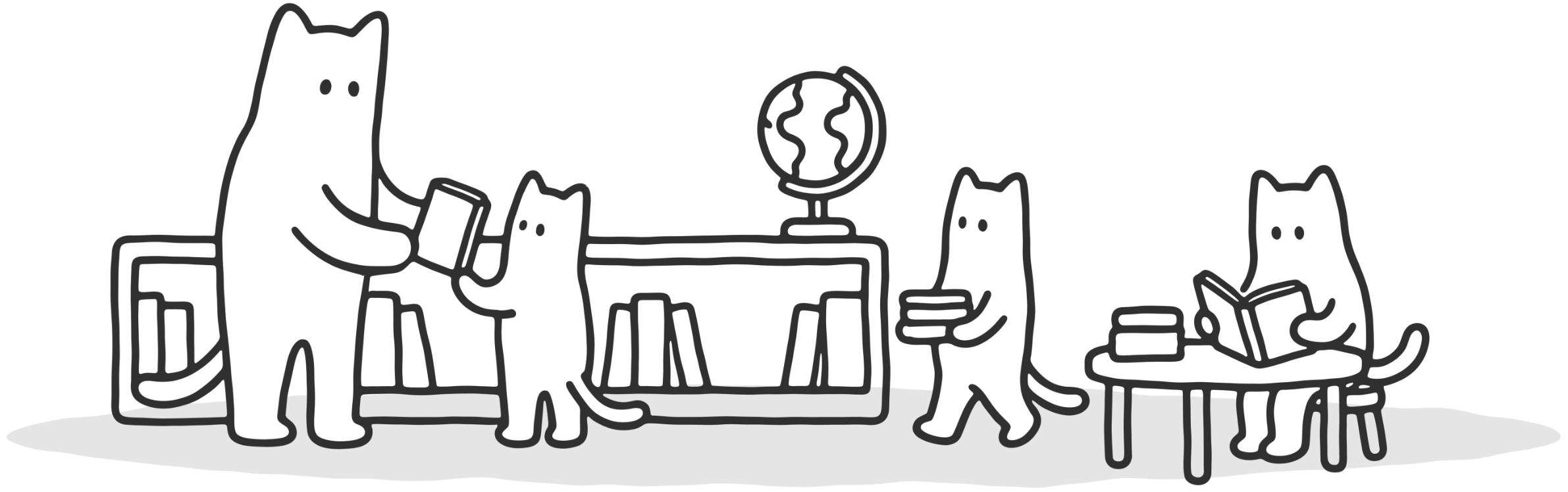 Cats reading and learning